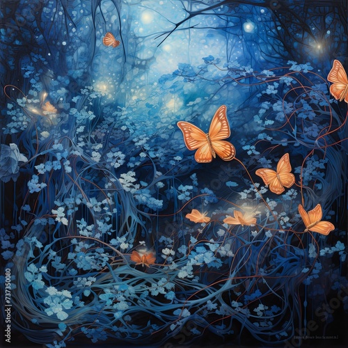 a painting of a bunch of butterflies flying in the air , generated by AI