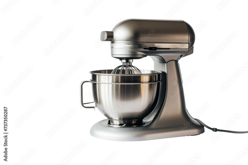Silver food processor on transparent white background Silver food processor on transparent white background