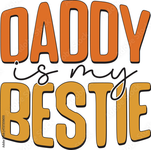 Retro Father's Day Sublimation Design. Groovy Bold Colorful Typography on White Background for ready to print on T-shirts, mugs, bags, pillows and more.