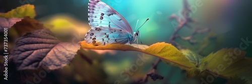 Beautiful butterfly on flower, natural spring background