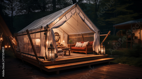 Glamping - noclegi w namiotach, jurtach lub tipi pośród natury do wynajęcia na weekend lub wakacje. Nowy sposób na camping w plenerze. © yeseyes9