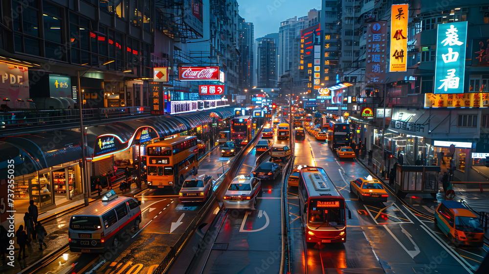 An avant-garde studio, with a bustling city street as the background, during the neon-lit night An avant-garde studio, with a bustling city street as the background, during the neon-lit night