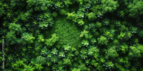 Garden from a top view, evoking the feel of vibrant green landscapes