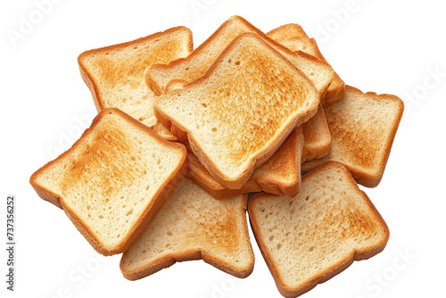 Set of sliced toast slices isolated on a white transparent background.