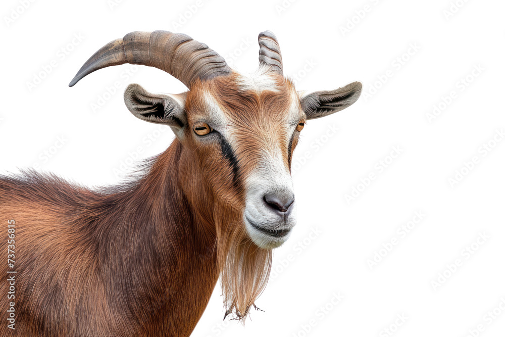 Adult brown goat with horns isolated on transparent background. Adult brown goat with horns isolated on transparent background.