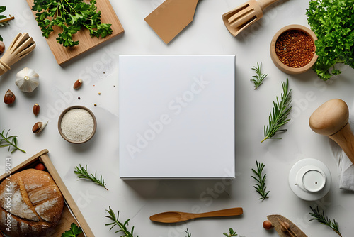 White Square Box Mockup Minimalist Food Packaging Template