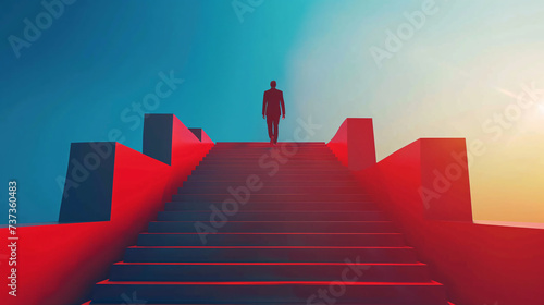 person standing on stairs success achievment business growth photo