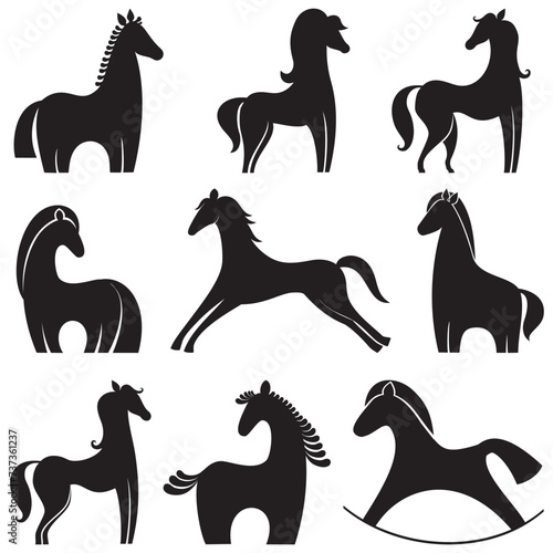 Set of horses icon isolated on white background. Vector illustration 