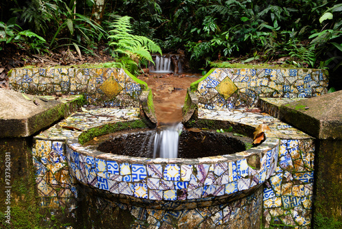 Mosaic fountain in the rainforest
