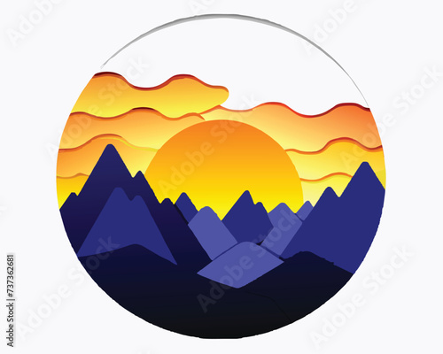 Montain and forest logo design illustration