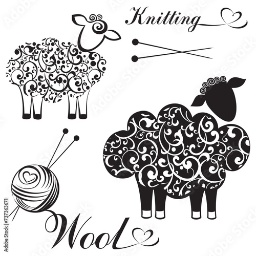 Set of sheep icon isolated on white background. Vector illustration