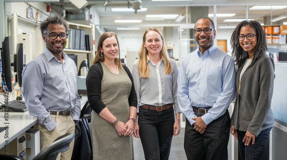 groupe des dirigeants avec collaborateurs et collaboratrices de l'entreprise dans toute sa diversité et la variété de ses profils