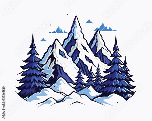 Montain and forest logo design illustration
