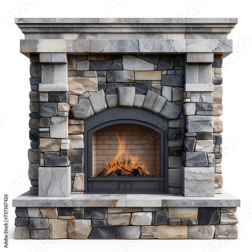 fire place 3D render object isolated on white