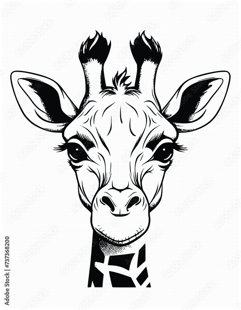 Cute Giraffe Head Coloring Pages For Kids