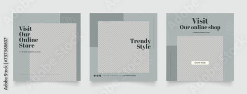 Social media template banner blog fashion sale promotion. fully editable instagram and facebook square post frame puzzle organic sale poster. brown beige vector background
