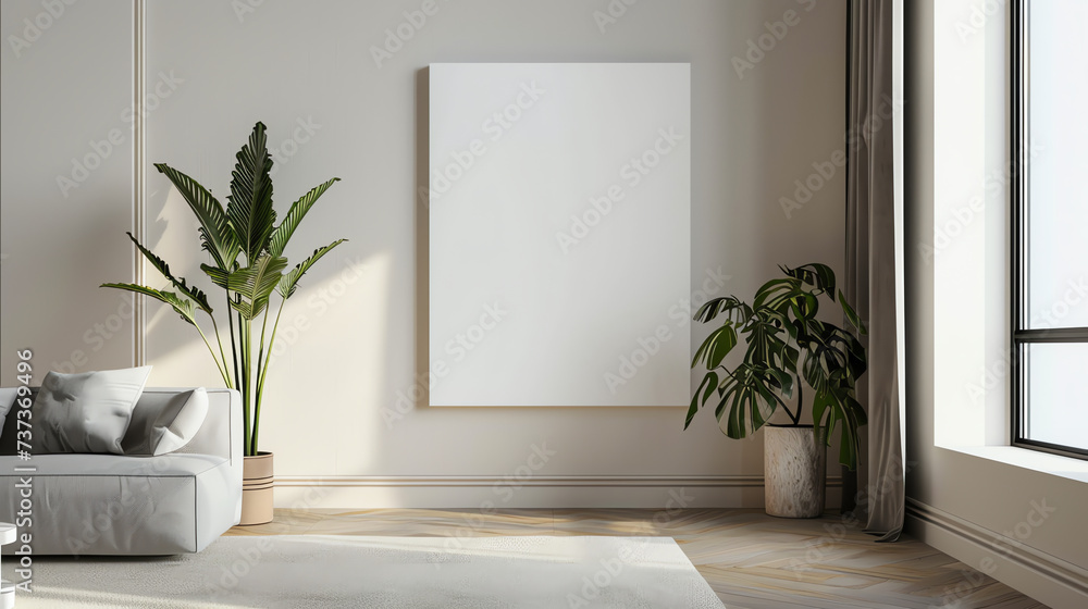 Minimalist White Canvas on Premium Apartment Wall Minimalist White Canvas on Premium Apartment Wall