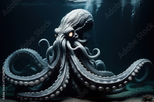 Huge octopus, fantasy evil kraken underwater © Ganna