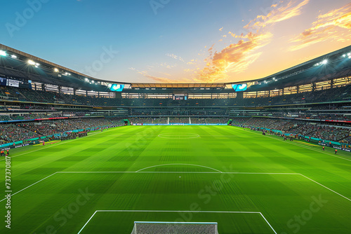 football stadium at sunset, AI generated