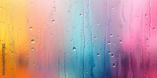 Soft patter of rain on a vivid soft white pastel glass, blending tranquility with the vibrancy of color. © Fayrin