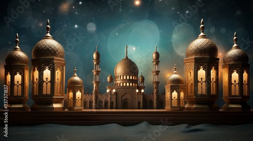 Vibrant ramdaan decorations: stunning background for ramadan celebrations and festivities

 photo