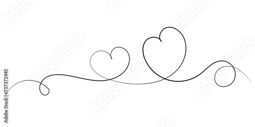 Black heart Lines. Continuous heart line drawing Fancy minimalist illustration. Symbol of love One line abstract minimalist outline design.  illustration vector.