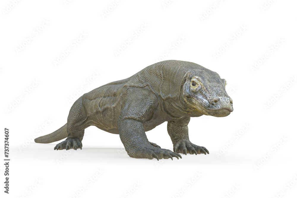 komodo dragon is looking for food in white background komodo dragon is looking for food in white background