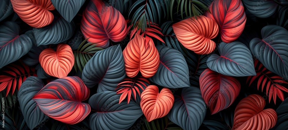 Beautiful pattern of veined colorful leaves Beautiful pattern of veined colorful leaves