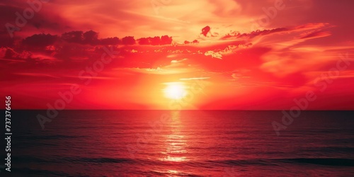 Red sunset background  a spectrum of crimson  symbolizing day s closure and dawn s hope.