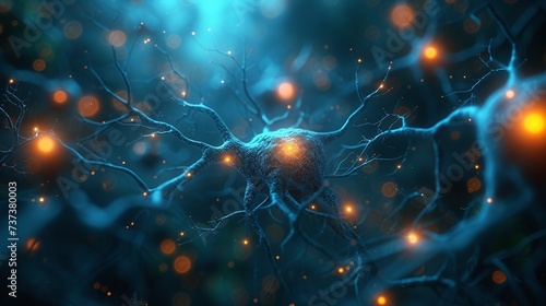 Abstract Representation Of Neurons As Glowing Wallpaper