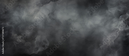 Smoke clouds moving from left to right exposed by a light ray on darkness.AI Generative