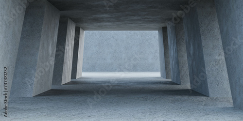 An Empty Room With Concrete Walls and Floors 3d render illustration