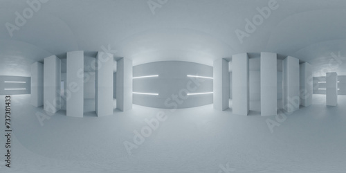 Illuminated concrete Room With Lights 360 panorama vr environment map