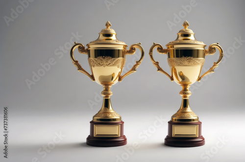 Golden trophy cup on isolated background. 