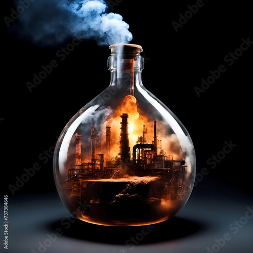 factories smoke in a flask with a closed stopper.