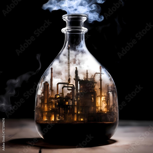 factories smoke in a flask with a closed stopper.