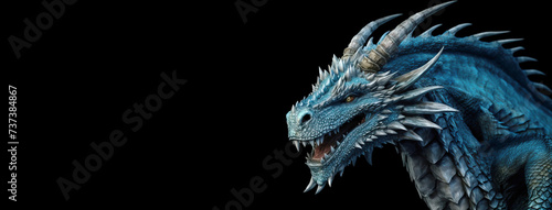 Zodiac symbol Blue Dragon, Chinese New Year, dark background. Traditional Asian family holiday. AI generated.
