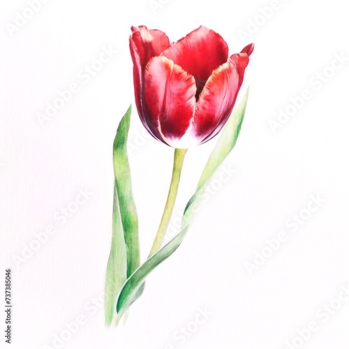 Bright flower on white background. Watercolor style Realistic art.