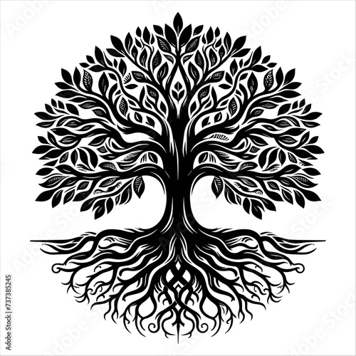 Tree of Life tribal vector black, generative ai, vector illustration.
