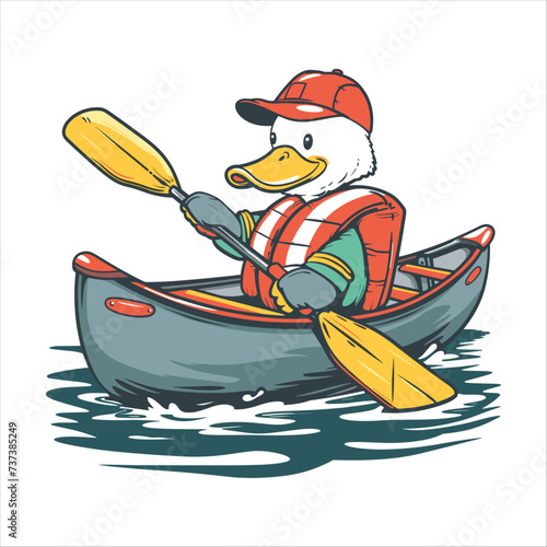 duck in canoe vector illustration design, generative ai, on a white background.
