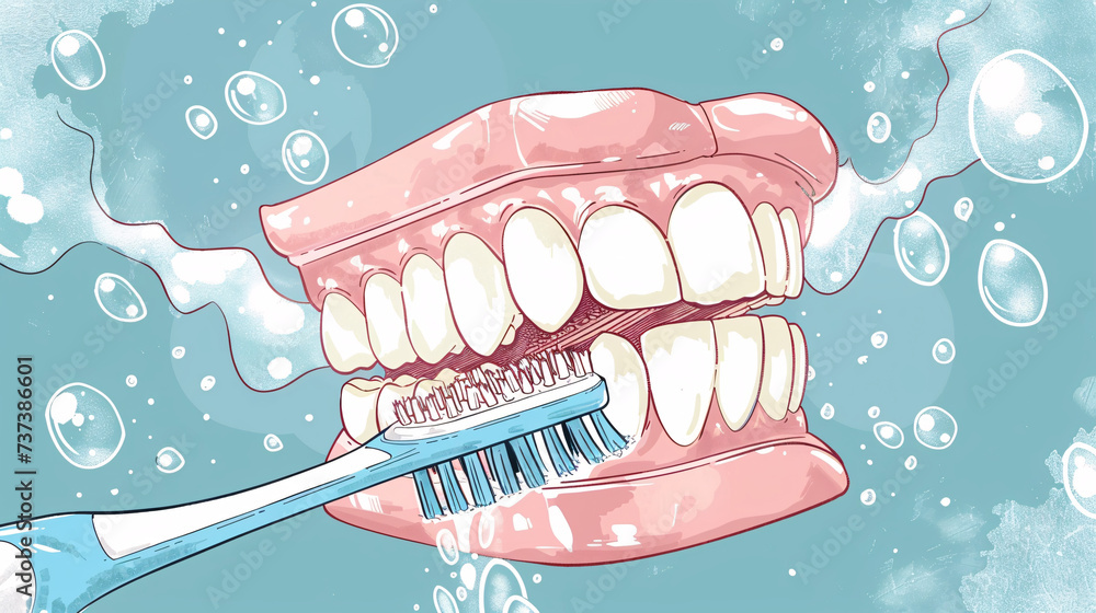 tooth with toothbrush tooth with toothbrush