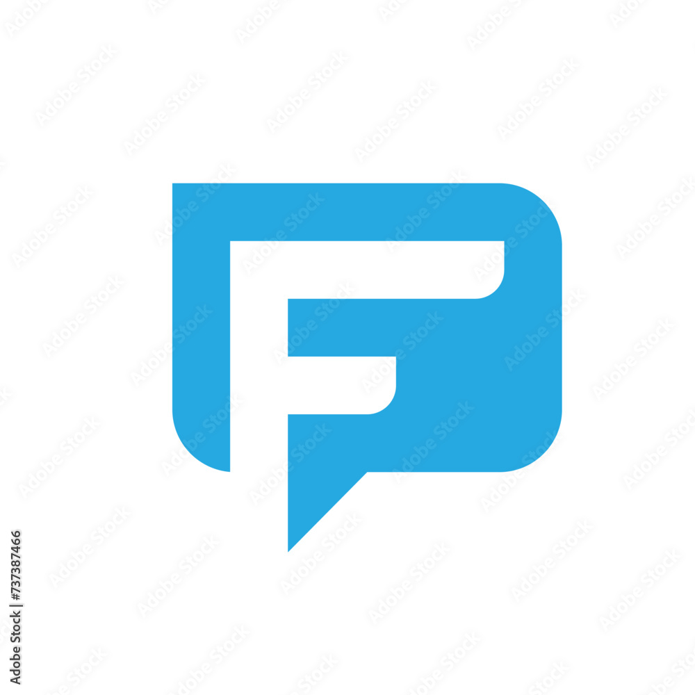 F bubble chat MONOGRAM logo design inspiration. Smart clean and modern logo design illustration F bubble chat MONOGRAM logo design inspiration. Smart clean and modern logo design illustration