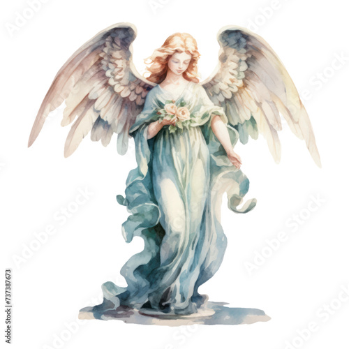 angel with wings watercolor Illustration for greeting cards, printing and other design projects.