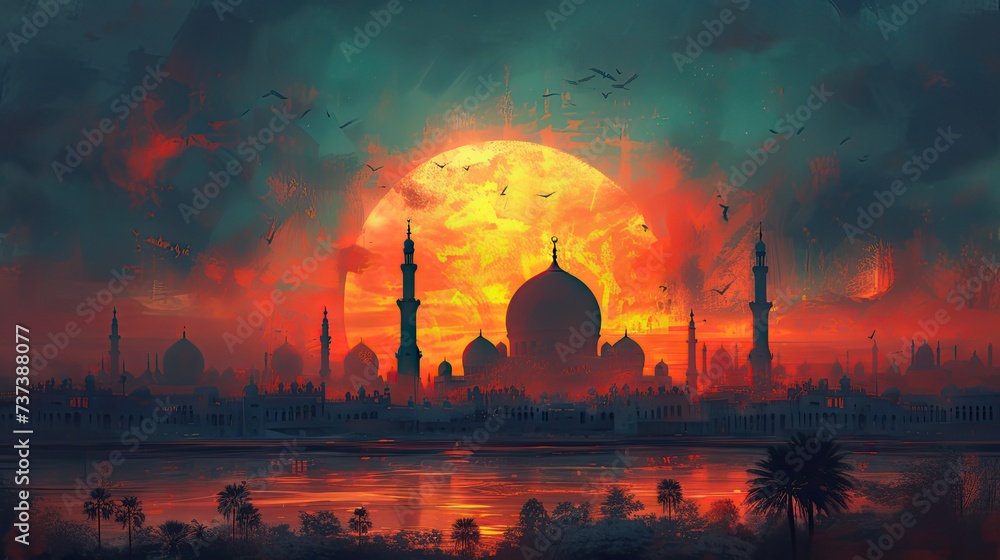 Fototapeta premium minimalist islamic background image for wallpaper laptop