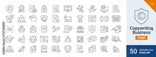 Copywriting icons Pixel perfect. Document, law, business, ....