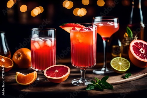 Alcoholic cocktail, fruit and grapefruit. High quality photo
