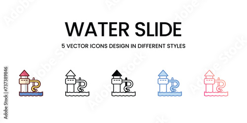 Water Slide icons. Suitable for Web Page, Mobile App, UI, UX and GUI design.