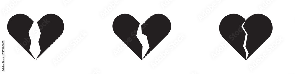 Broken Heart vector icon. Black broken heart isolated illustration Broken Heart vector icon. Black broken heart isolated illustration