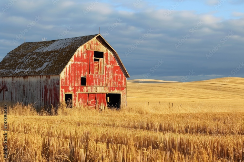 Farm barn. Backdrop with selective focus and copy space