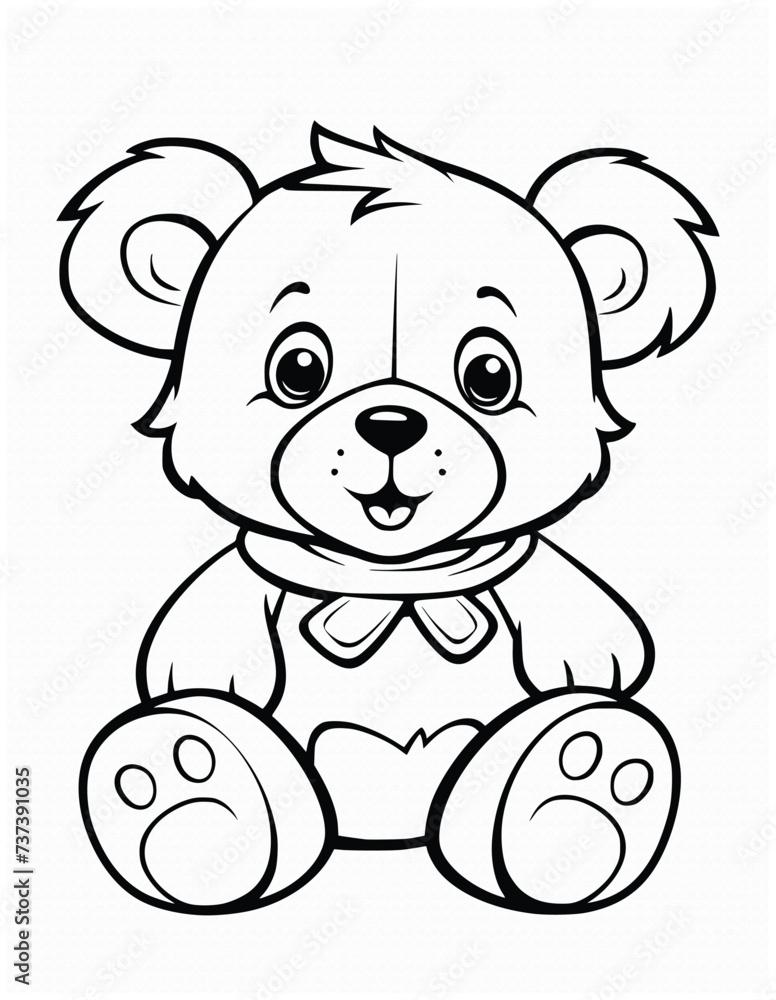 Obraz premium Cute Teddy Bear Coloring Pages Drawing For Kids